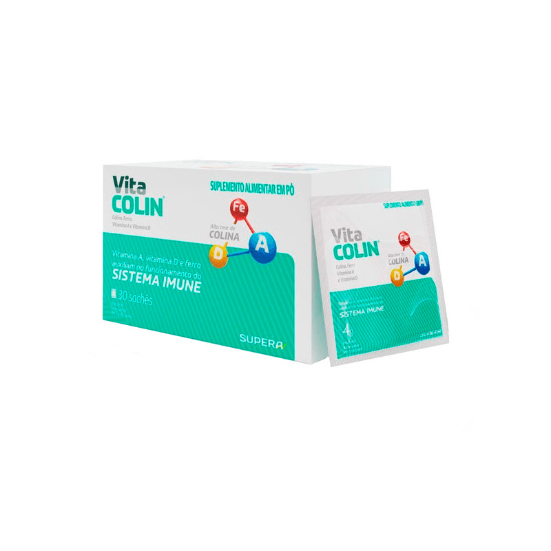 Vita Colin 30 Sachês | Suplemento Infantil com Colina Ferro Vit A D | 1 a 10 Anos