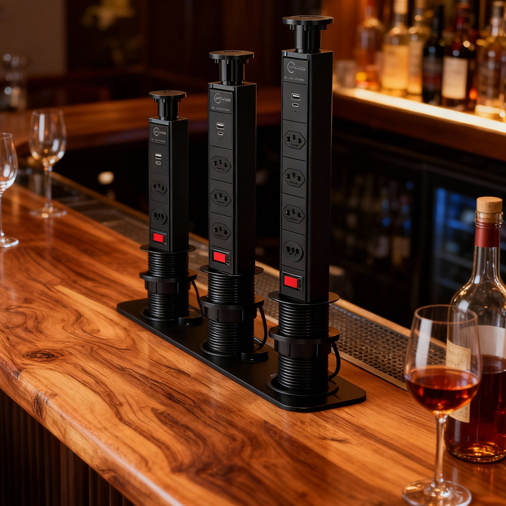 Torre de Tomada Embutida Retrátil Multiplug com USB USB-C 2500W para Mesa Bancada Escritório em Oferta na Shopee