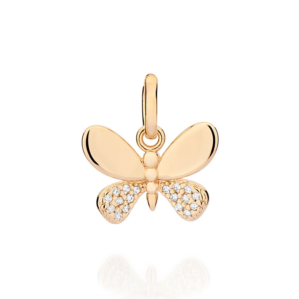 Pingente Rommanel Borboleta Zircônia Banhado A Ouro - 542853