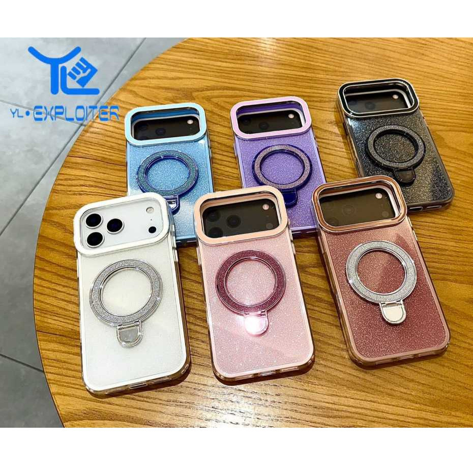 Case com glitter e suporte para iPhone 11 12 13 14 PRO MAX 15 PRO PRO MAX 16E 16 PRO PRO MAX
