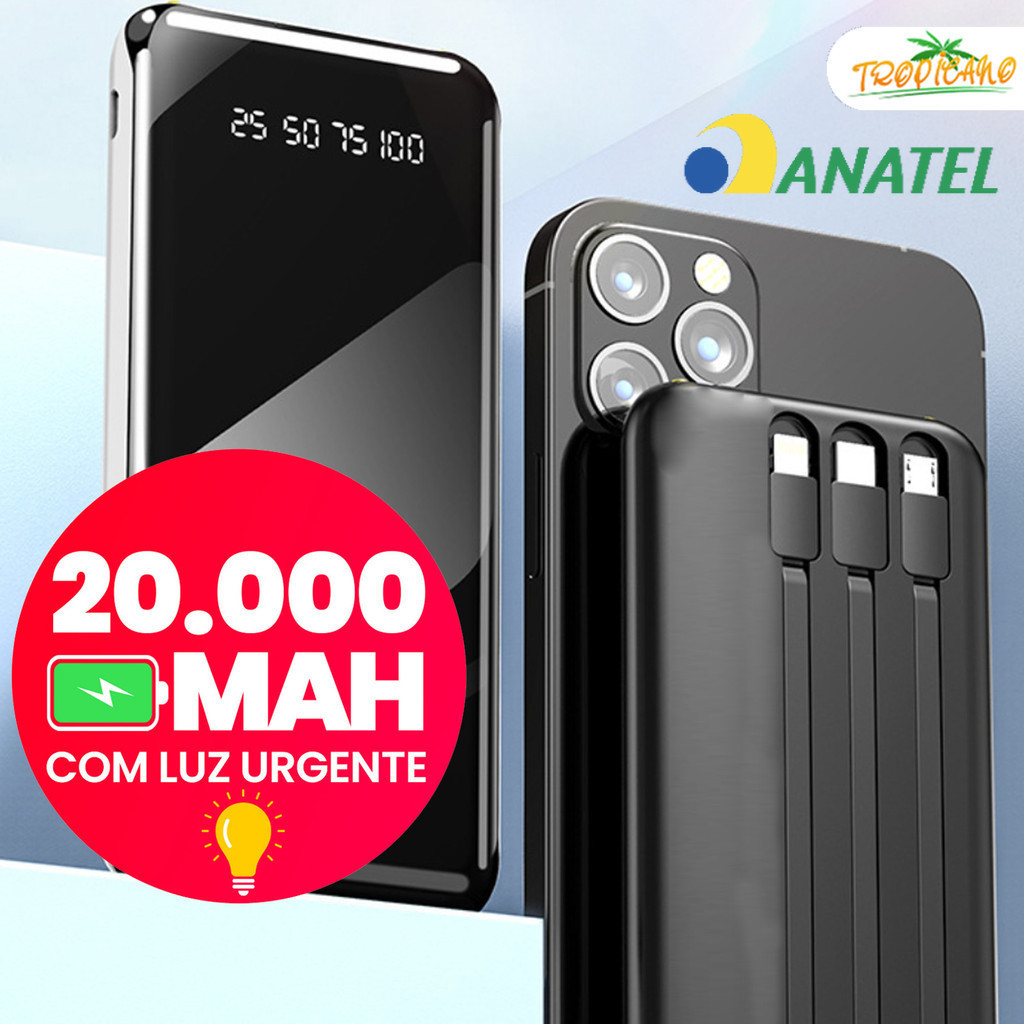 Power Bank Dual Capacity 10000mah 20000mah Bateria Externa Portátil Mel Tecnologia em Oferta na Shopee