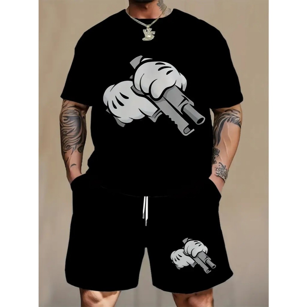 Conjunto Masculino Camiseta Basica e Short Tectel Estampa MICKEY ARMA