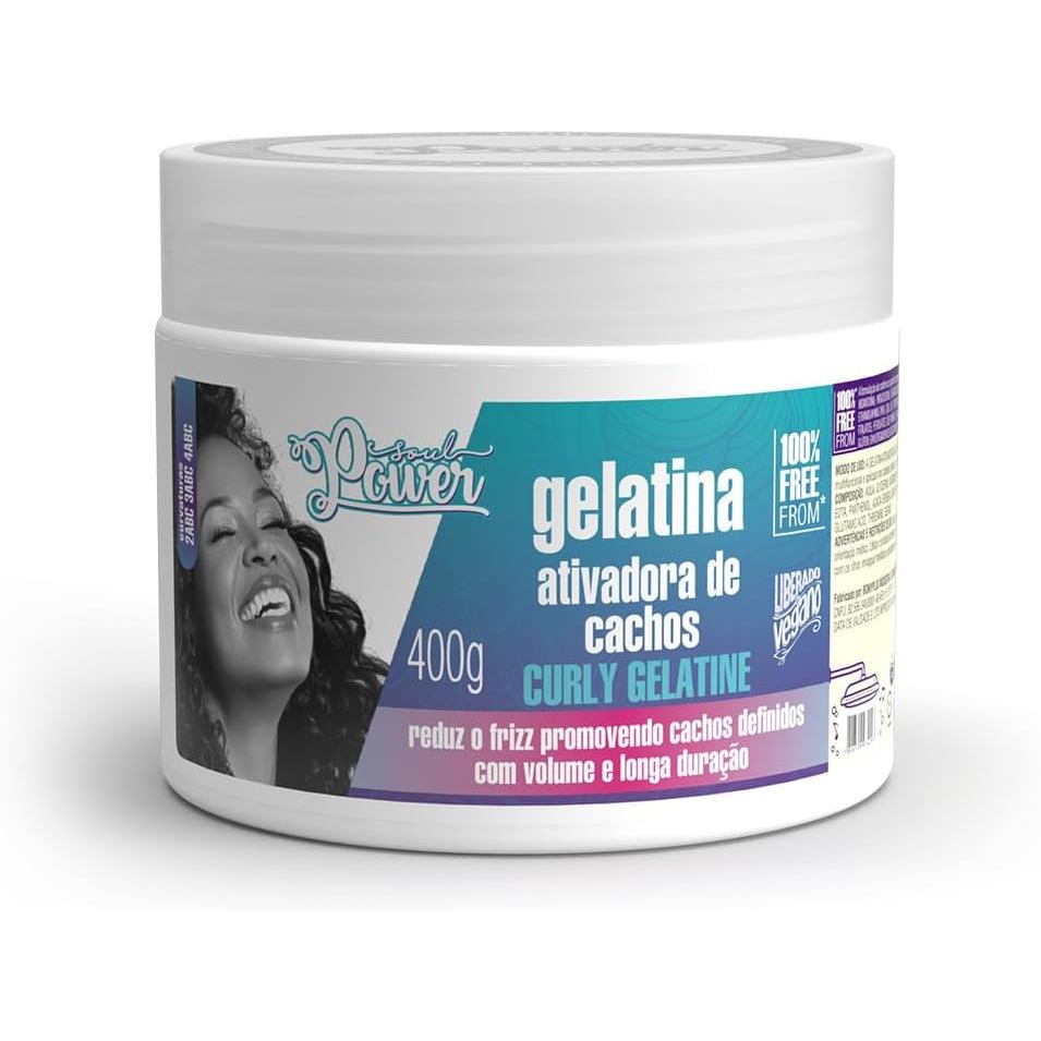 Gelatina Ativadora de Cachos Curly Gelatine Soul Power - Mantém a Finalização por Mais Tempo - 400g
