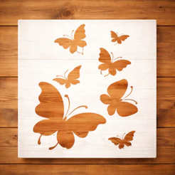 Estêncil Confeitaria Pasta Biscoito Stencil BORBOLETAS TAMANHOS para Pintura Molde Vazado 10x10 14x14