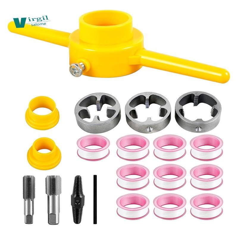Ferramenta De Fabricação De Rosca De PVC , Kit De Ferramentas De Encanamento Tubo , Torneira NPT E Conjunto De Matrizes 