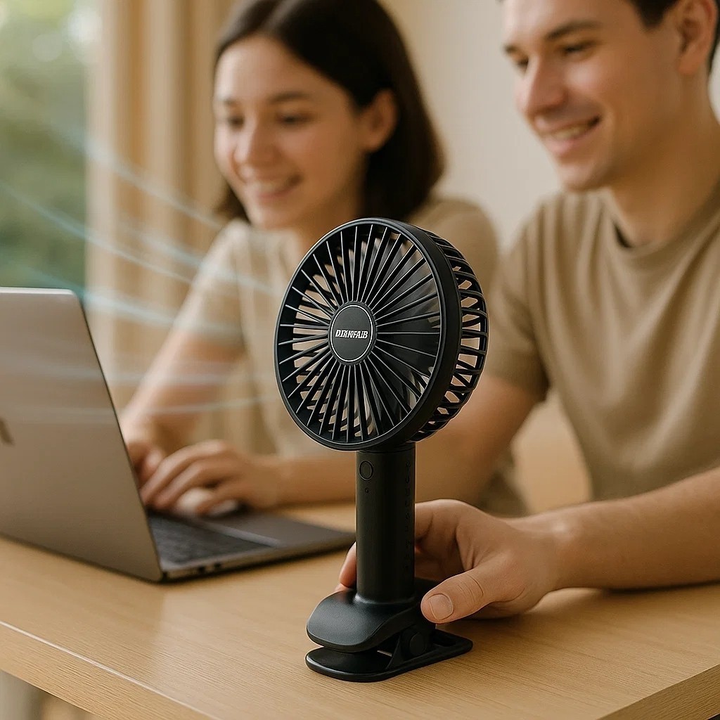 Ventilador Portátil USB Mesa Silencioso Compacto Refresca Climatizador Ar Calor Verão Escritório