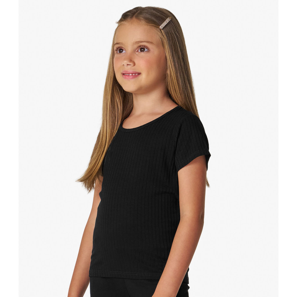 Blusa Infantil Feminina Canelada Trick Nick Preto