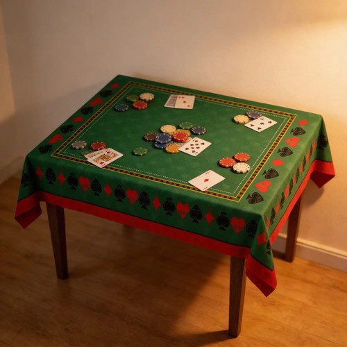 Toalha De Mesa Retangular Em Oxford Poker Truco Baralho Verde — imagem 2 de 2