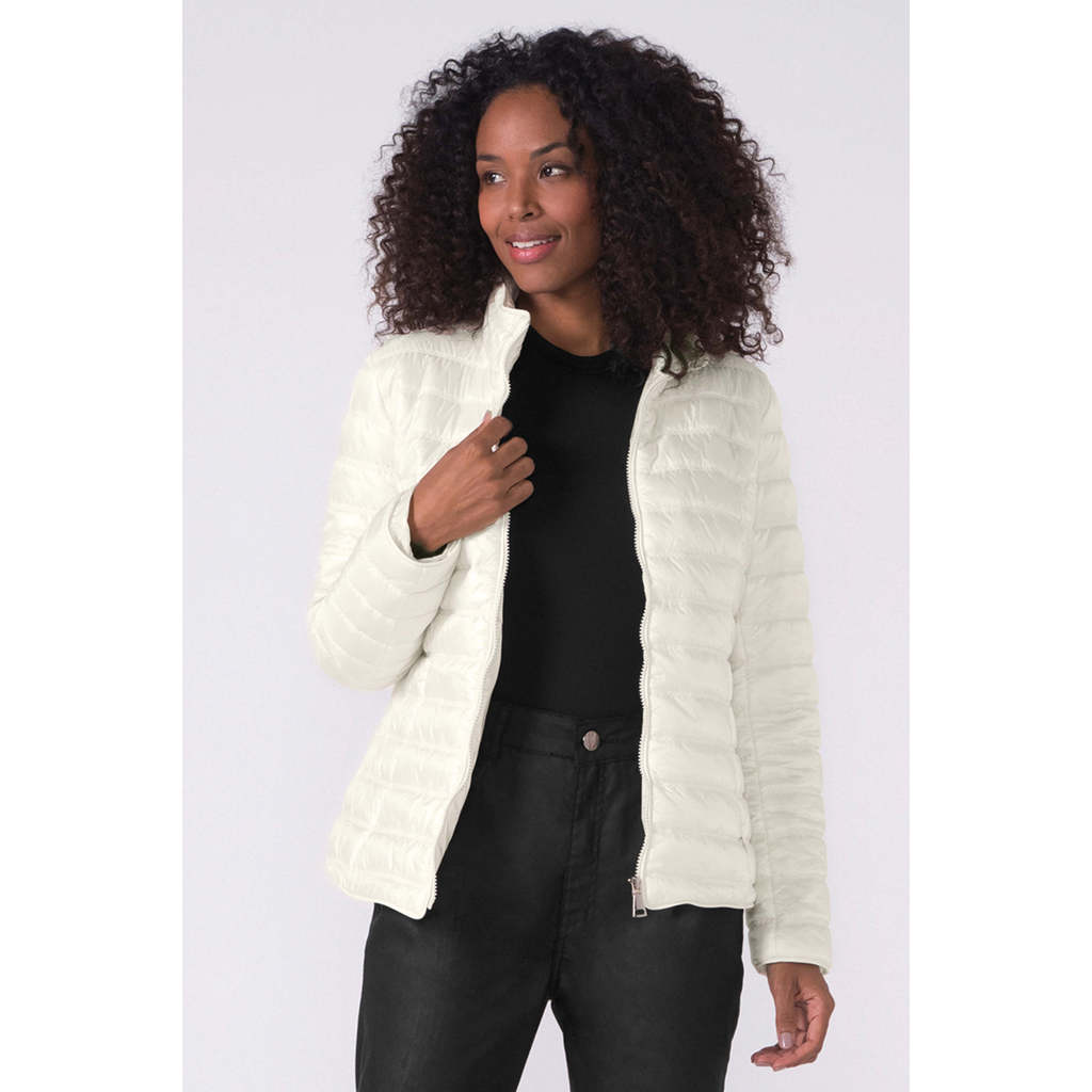 Jaqueta Feminina Tafetá Puffer Marialícia Bege em Oferta na Shopee