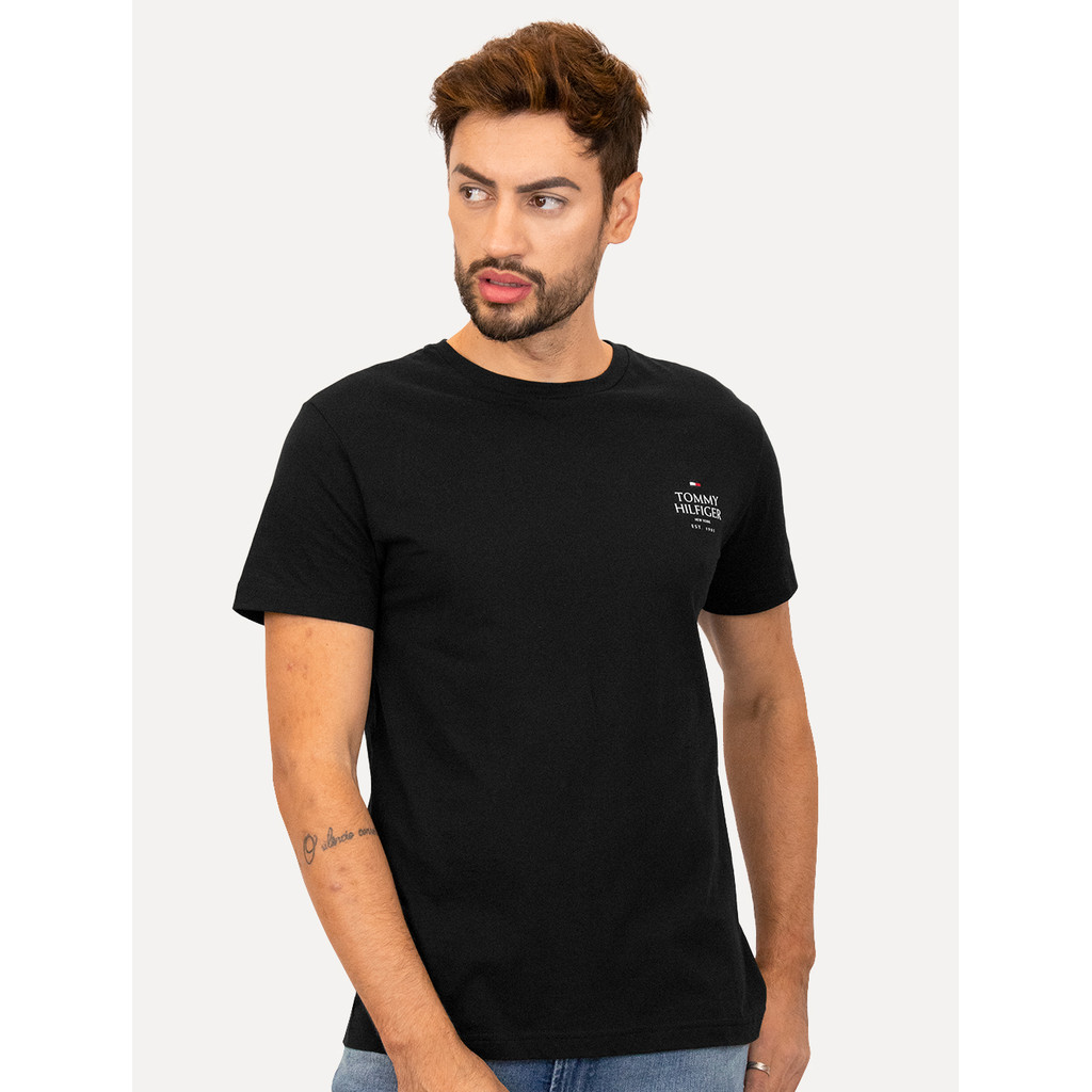 Camiseta Tommy Hilfiger Original Masculina Stack Brand Love Preta