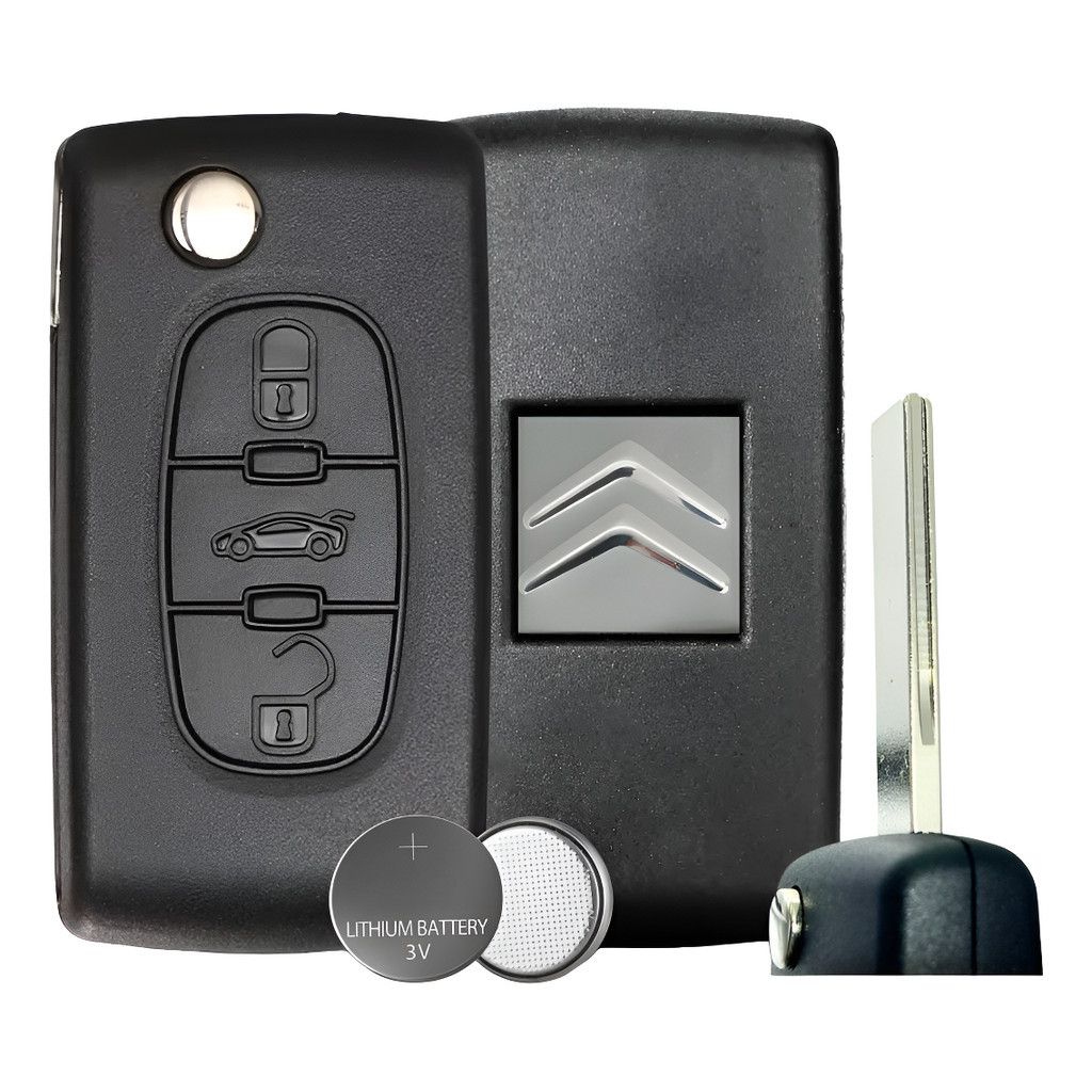 Carcaça Chave Canivete Citroen C3 C4 Aircross 3 Botões + Bateria CR1620