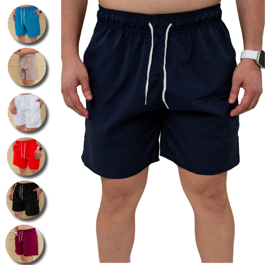 Short Tactel Masculino Bermuda Com Elastano Reforçado 3 Bolso Para Treino, Academia, Praia e Casual
