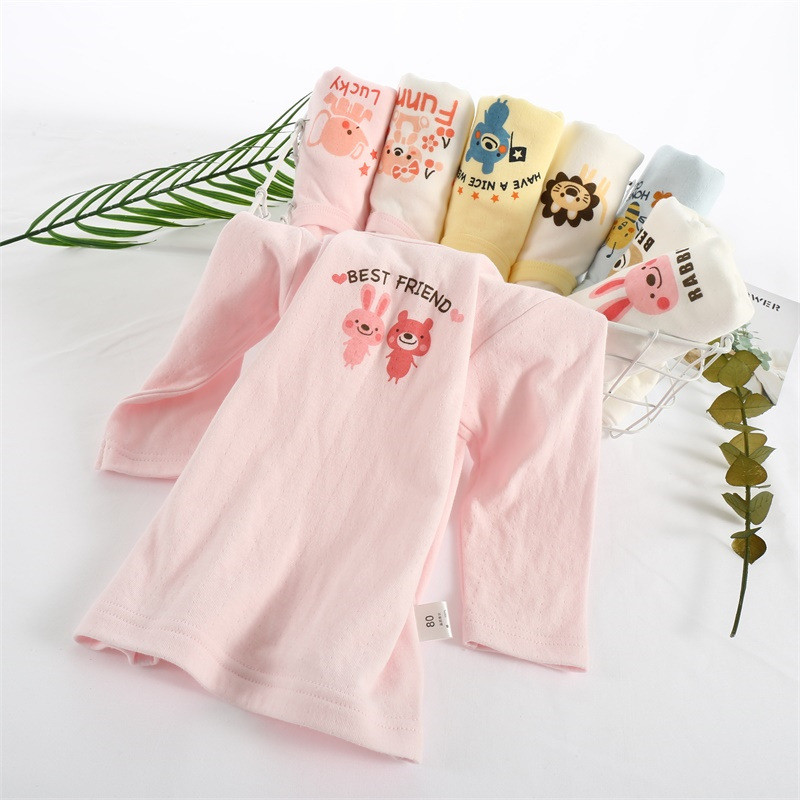 Comércio exterior puro algodão primavera outono inverno meninos meninas bebês crianças de manga comprida camiseta topos 