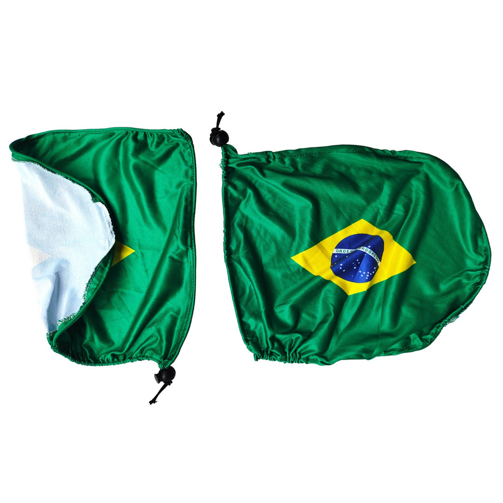 Par De Capa Retrovisor De Carro Bandeira Do Brasil Copa do Mundo Elástico Ajustável