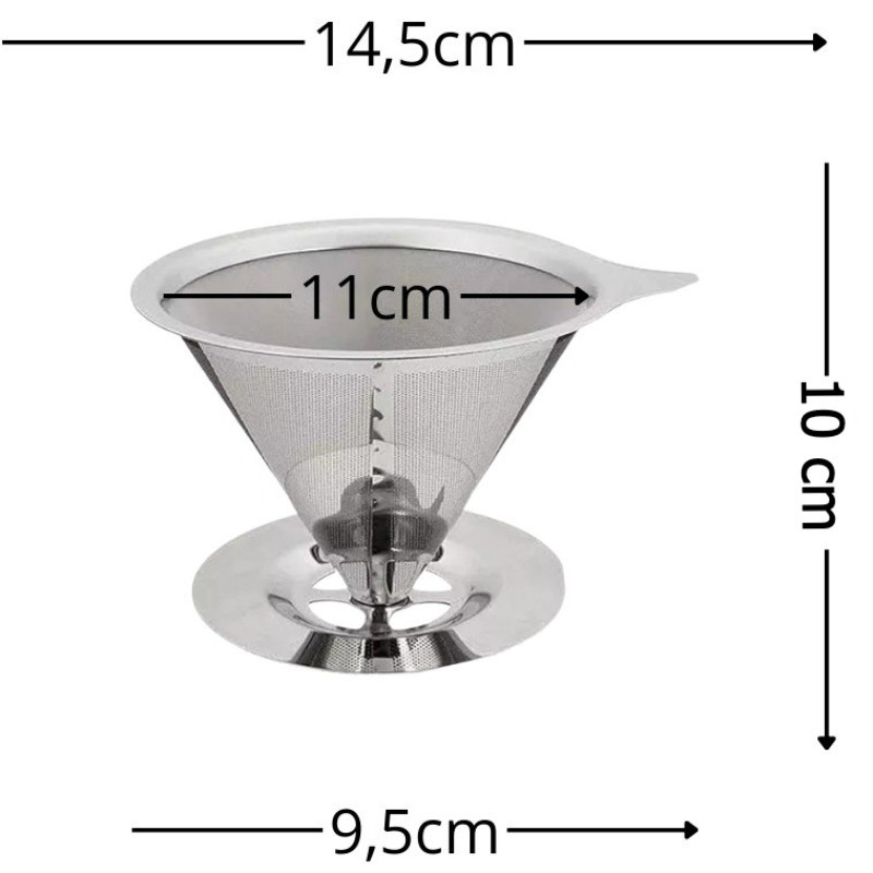 Café Filtro Coador Inox  Extra Reutilizável GRANDE 14x10 cm Não precisa de papel top