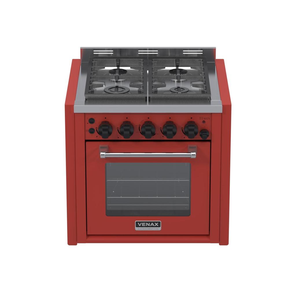 Fogao a Gas de Embutir 4 Bocas Venax Temis Vermelho