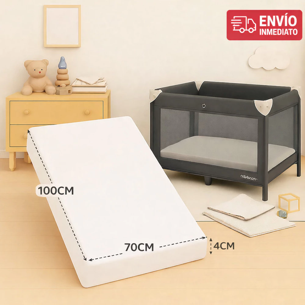 Colchonete Desmontável E Dobrável Para Berço 100x70 - Com Capa Lavavel - Branco Camping