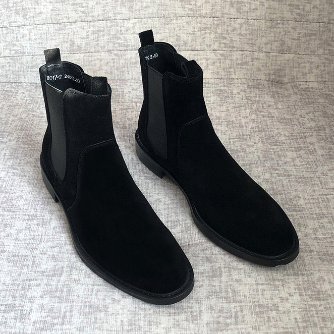 Botas Chelsea da moda masculinas de camurça Martin Botas curtas masculinas de lã Botas masculinas casuais de couro fosco