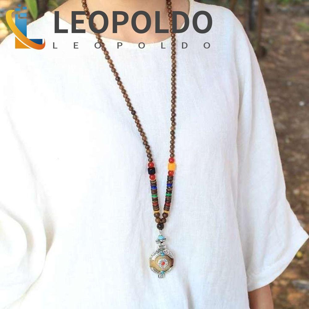 LEOPOLDO Longo Suéter Corrente Boho Étnica Longa Festa Jóias Jade Pingente Ábaco Cabaça Grânulo Colar