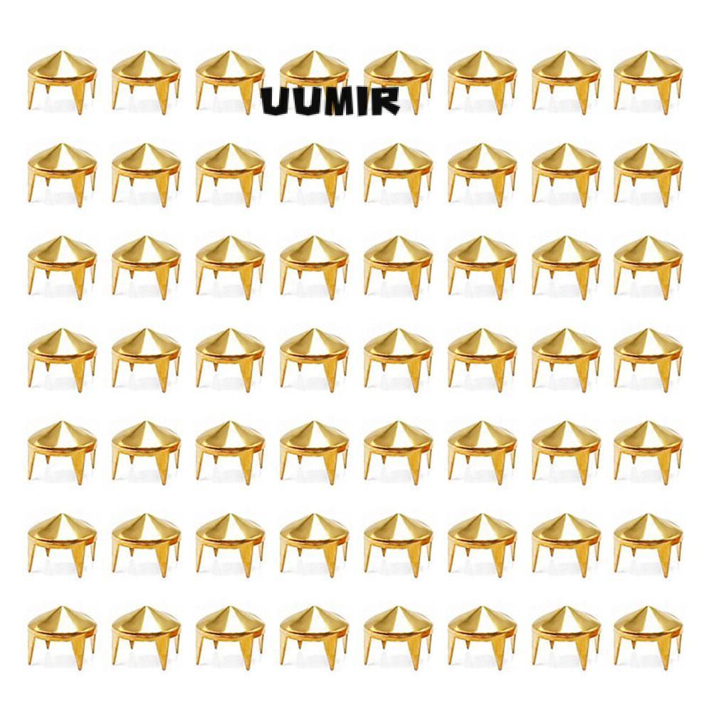 UUMIR 100 Peças De Pinos Redondos , Rebites De Garra Punk De Latão De Metal Com 4 Pirâmide Artesanal De Couro DIY 6-10mm