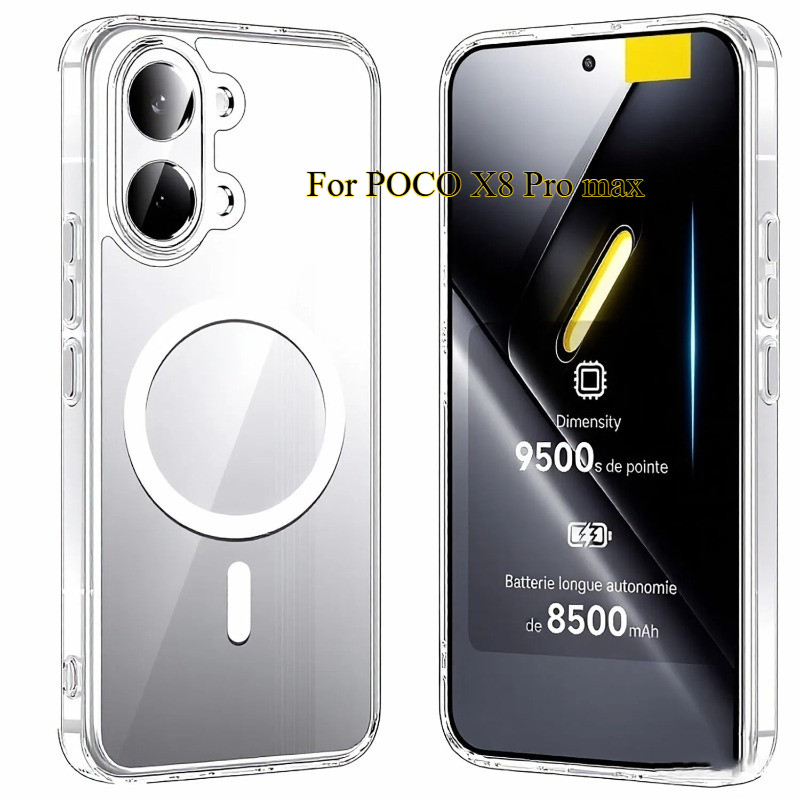 Capa Acrílica Para Xiaomi POCO X8 Pro Max X8pro , Suporte Magnético Carro , Transparente , À Prova De Choque , De Telefo
