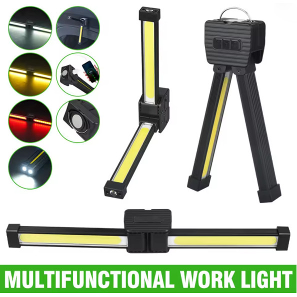 Lanterna de Trabalho COB LED Recarregável Magnética 180° Portátil