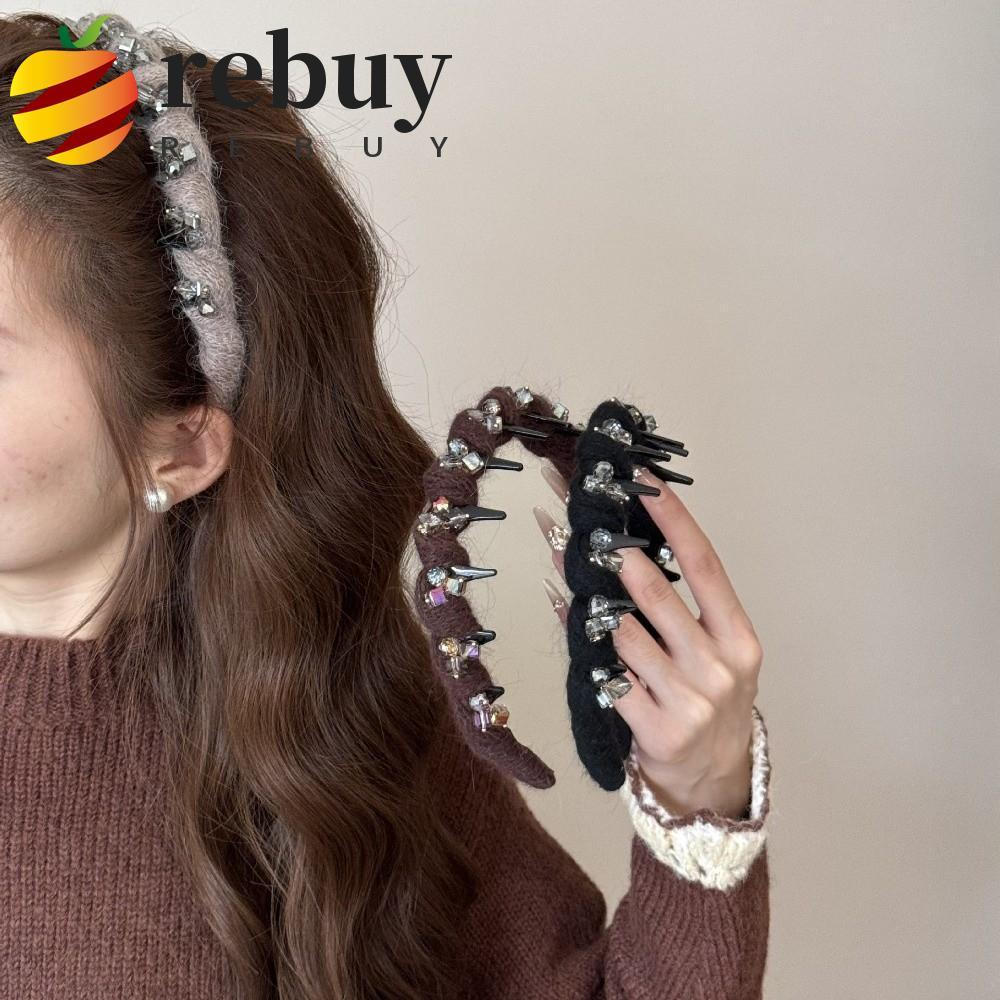 REBUY1 Tiara Colorida Maillard, Acessórios Para, Faixa de Cabelo Ondulada de Pelúcia Antiderrapante, Criativa WNAQ
