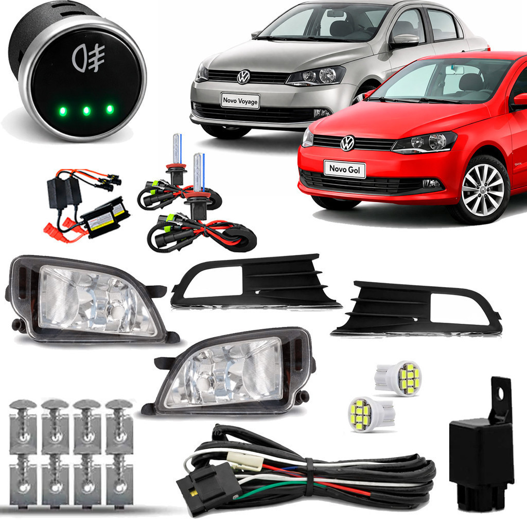 Kit Farol Milha Farolete Auxiliar Cibie Neblina Completo Gol Voyage G6 2013 2014 2015 16 Plug Play + Touch + Xenon 8000K em Oferta na Shopee