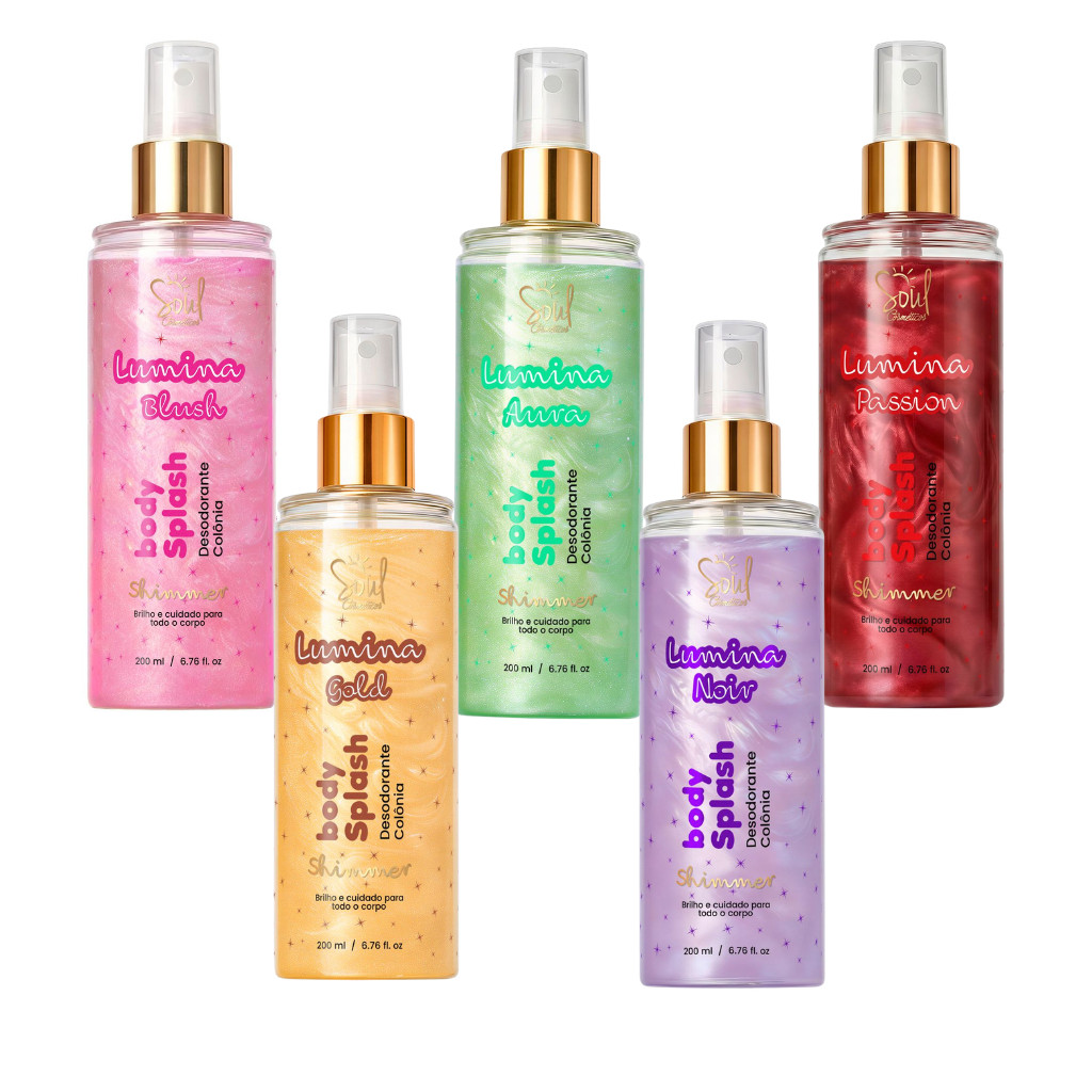 Body Splash Lumina Glitter Desodorante Colônia Soul Cosméticos 200ml