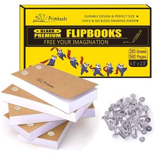 Papel Premium para Flipbooks PRIMBEEKS com Furos, 280 Folhas (560 Páginas) Sem Manchas - Compatível com Painéis de Luz p