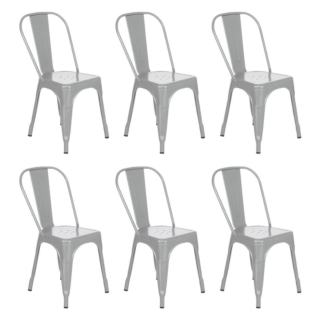 Kit 6 Cadeiras Laráz Iron Tolix Industrial Prata