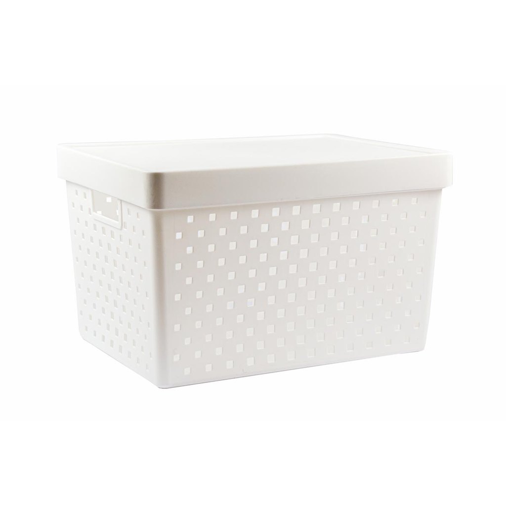 Cesto Organizador com Tampa Quadratta 39x29x24 - Tam. GG - 844 Branco