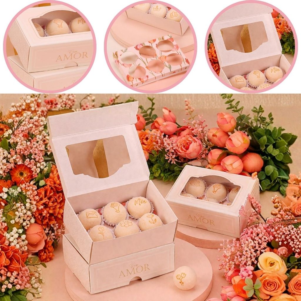 10 CAIXA PARA 6 DOCES C/ VISOR TULIPAS 4927 ( DIA DAS MÃES JANGO 2026 ) OUTLET em Oferta na Shopee