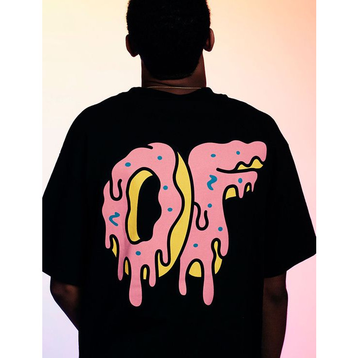 Camiseta Oversized Unissex Casual Confortável 100% Algodão Modelo OF Donuts Derretendo para Academia