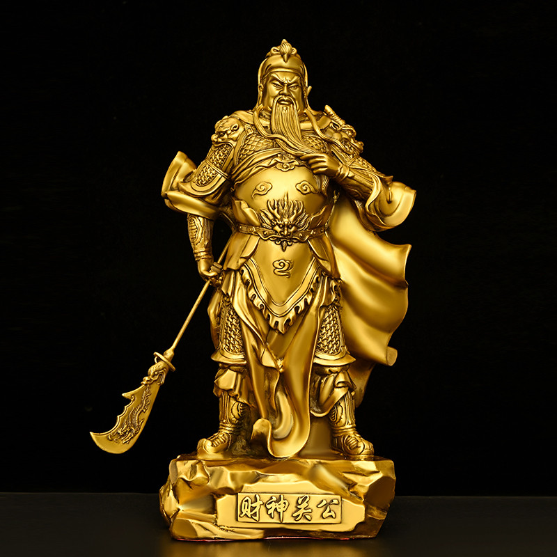 Guan Gong deus da riqueza ornamentos cobre puro deus da riqueza deus da riqueza guan Erye Bronze estátua casa sala estar