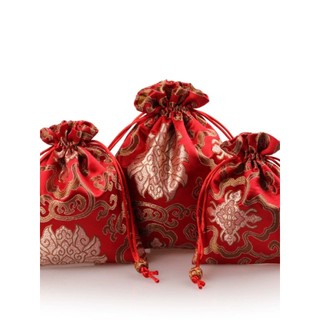 Saco de cordão de flor rica vermelha saco de jóias contas Wenwan saco saquinho pequeno saco de pano saco de armazenament