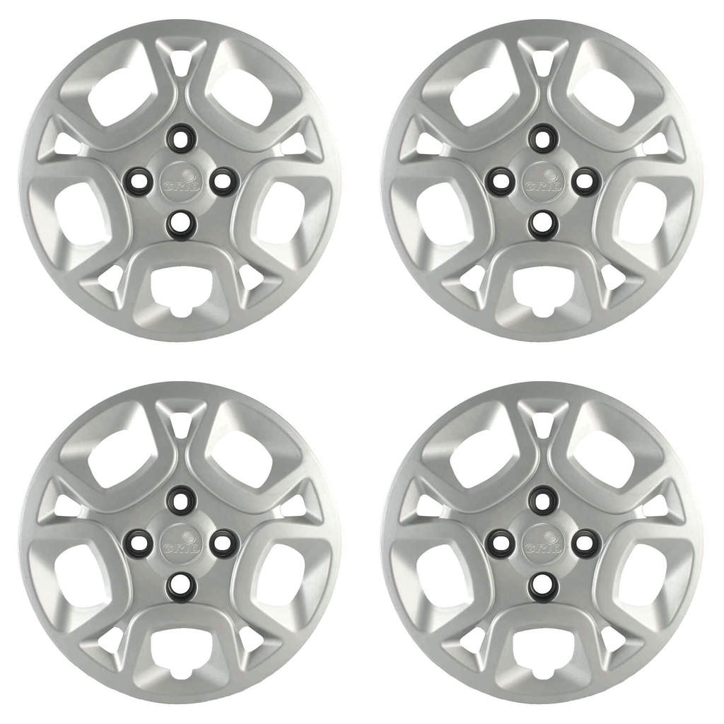 Calota Aro 14" cor Prata Modelo Uno Attractive 1.4 2011 Jogo c/ 4 Calotas Grid - 077CB-PTA-E