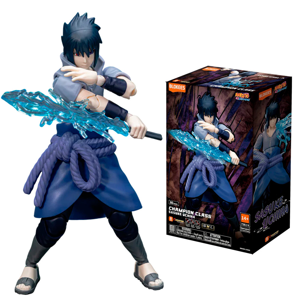 Boneco Articulado Montável Blokees Naruto Champion Class 04 Sasuke Uchiha Coleci