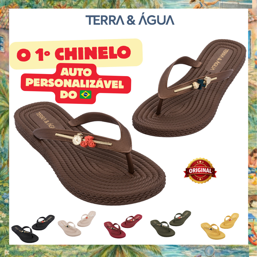 Chinelo Terra & Água Feminino Confortável Com Pingentes Esporte Trocáveis Sandália Dedo 230003