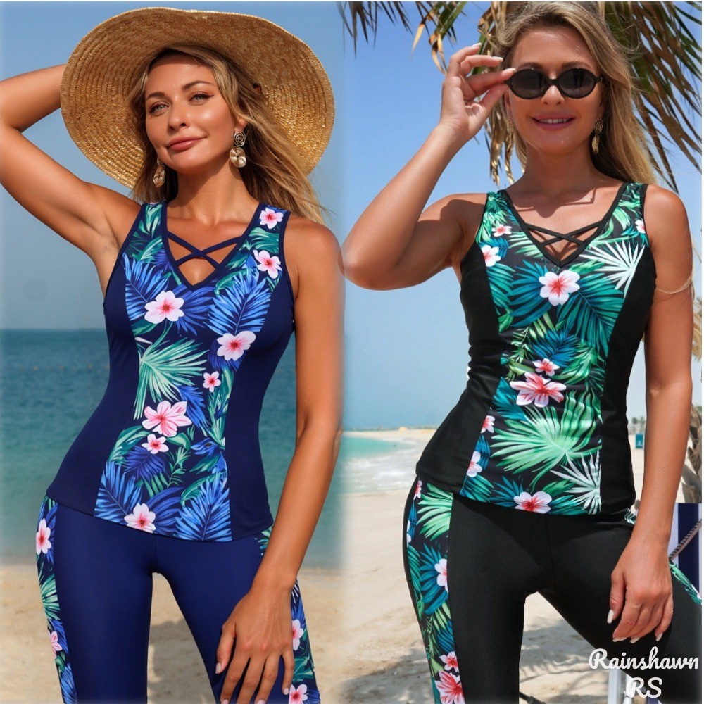 RS|Flores Split Senhoras Maiô Grande Esportes Tankini Maiô Feminino Maio Feminino Praia Roupa De Praia Maio Natação