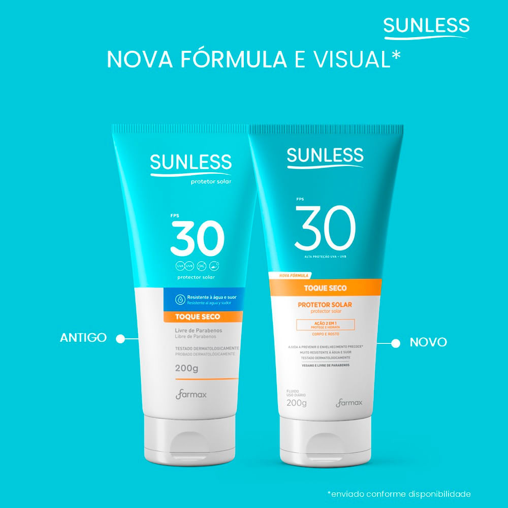Detalhes do Protetor Solar Sunless Toque Seco FPS30 200g
