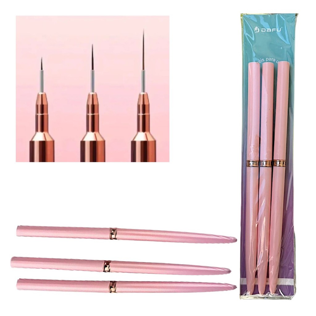 Kit Pincel - Dafu - Decoração Unha De Gel - Nail Art - Traços Finos - Precisão em Oferta na Shopee