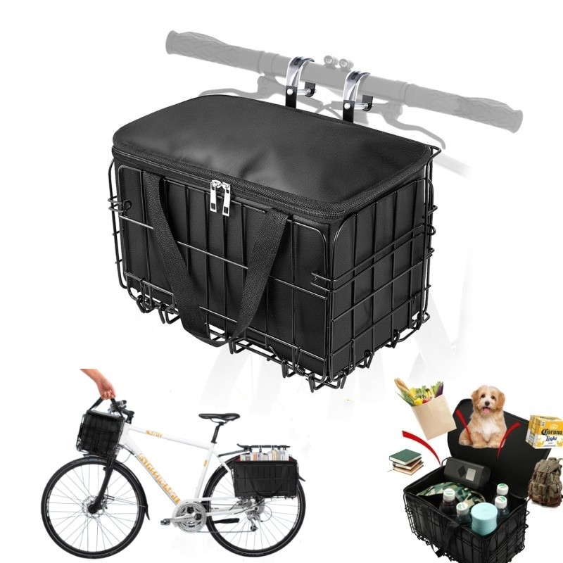 Cesta de Bicicleta de Montanha Dobrável, Cesta Suspensa Frontal e Traseira,Cesta Para Mountain Bike Com Forro