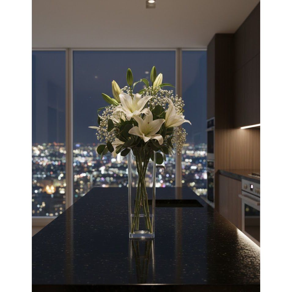 Vaso de Vidro Transparente Decorativo para Arranjos de Flores Vaso de Vidro Sofisticado para Decoração de Mesa 40cm