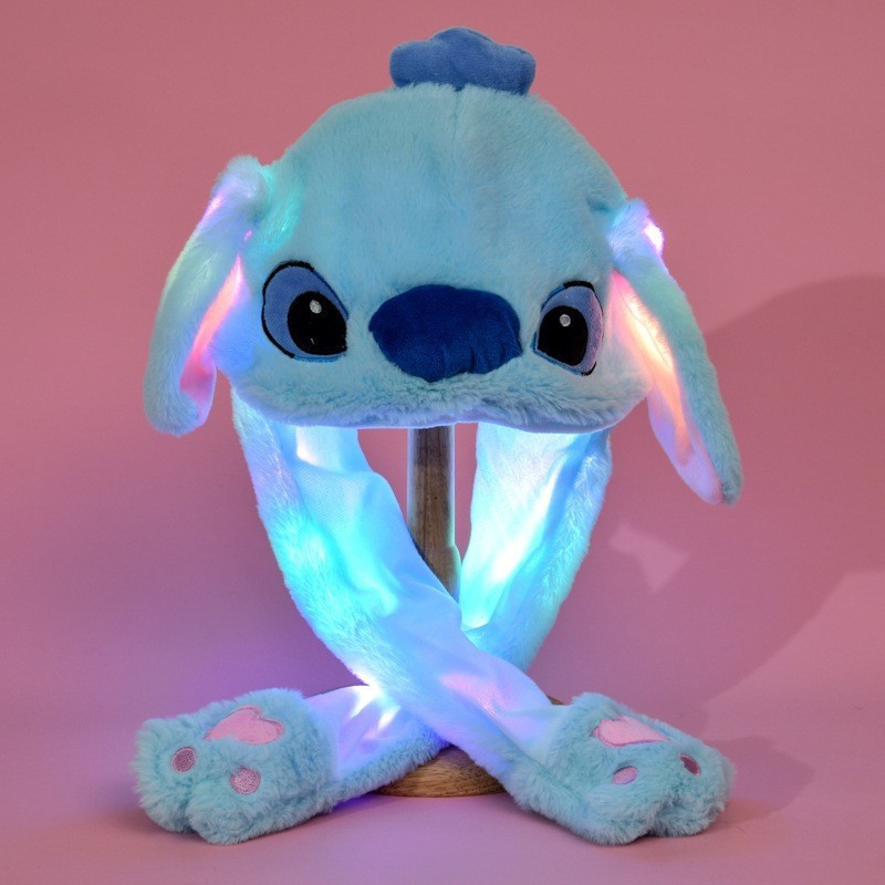 Stitch Chapéu de Coelho Luminoso Cartoon Chapéu Touca Que Mexe A Orelha Stitch