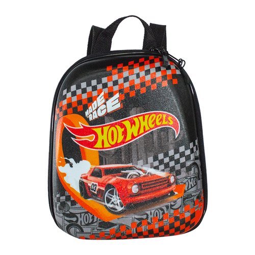 Mochila Infantil Hot Wheels Tamanho Pequeno Preta Resistente Escolar Moderna