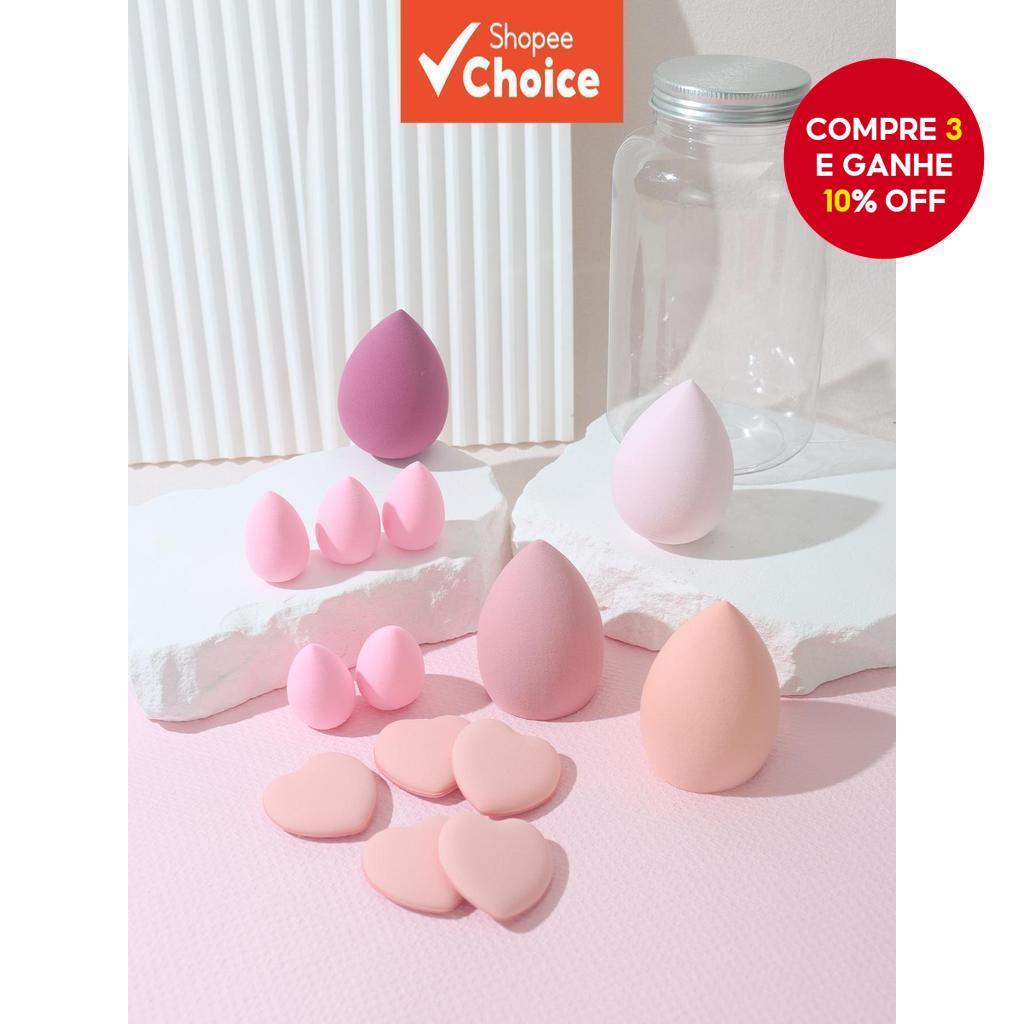 Conjunto De Esponja De Maquiagem E Sopro De Dedo Com Frasco De Armazenamento , Uso Úmido Seco De 14 Peças Para Todos Os  em Oferta na Shopee