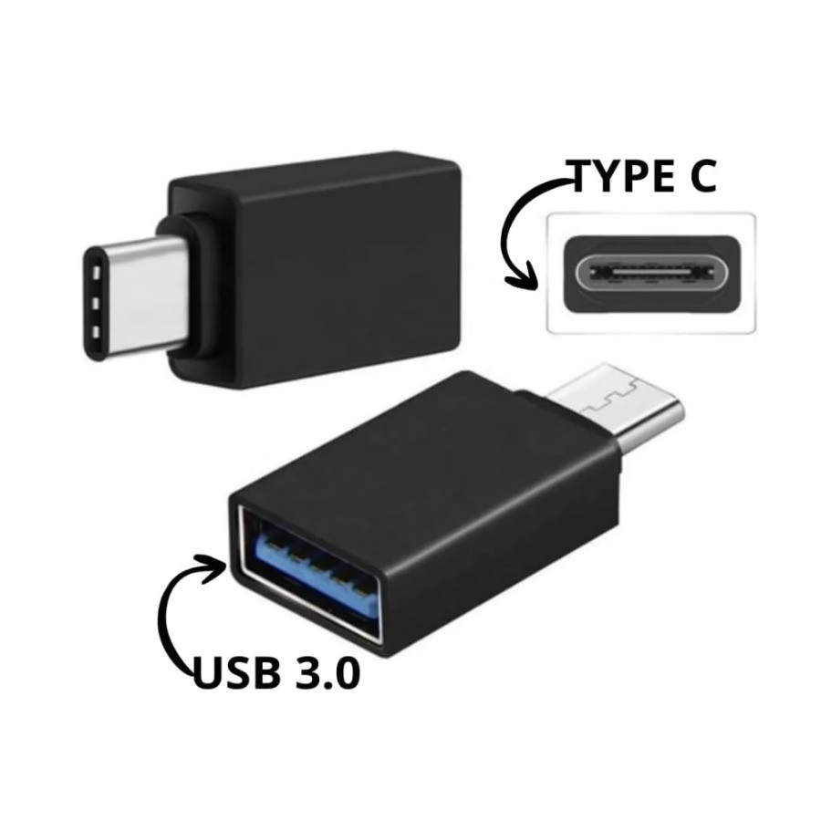 Adaptador Tipo C OTG USB para Celular e Tablet  Entrada USB Macho para Tipo C – Cores Sortidas