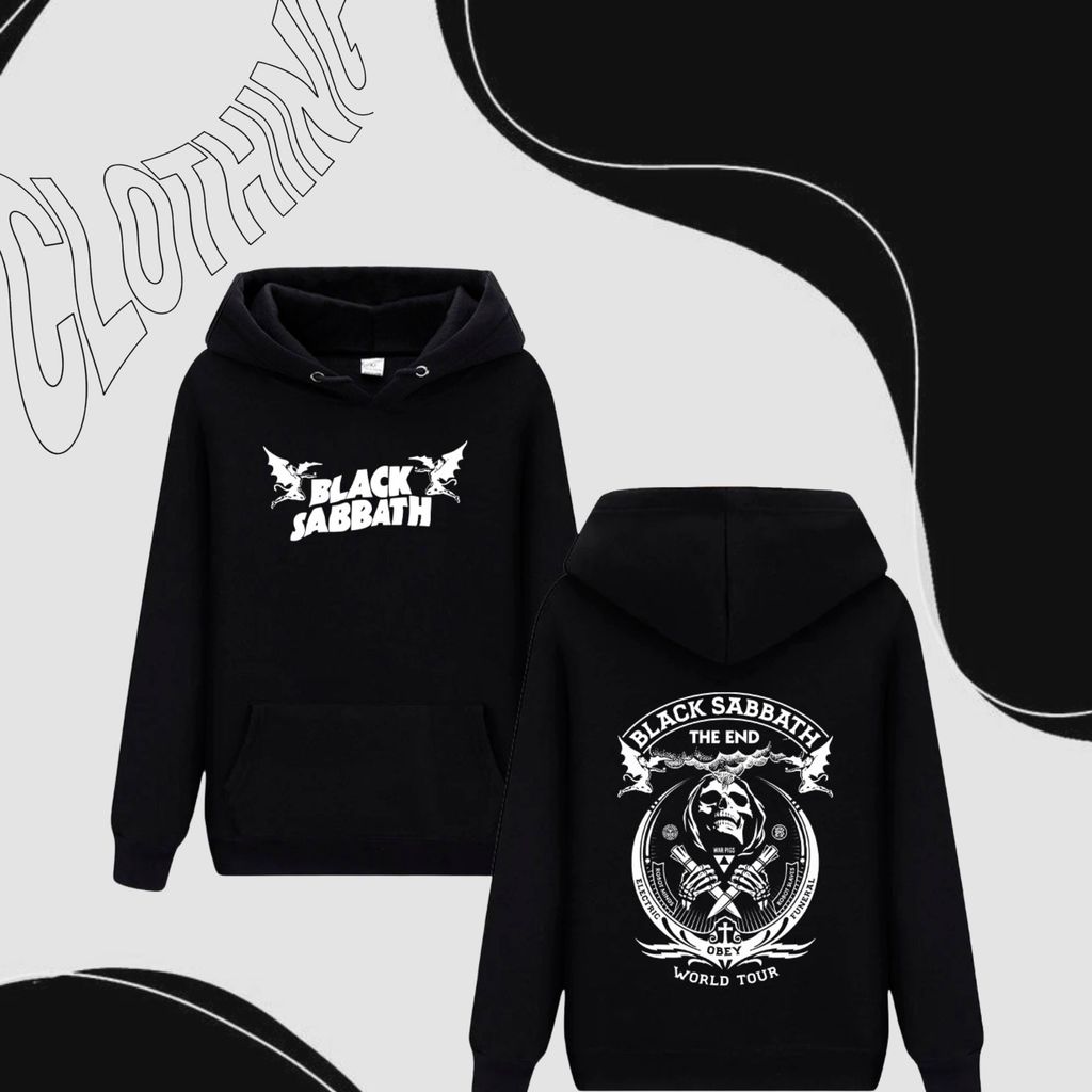 Moletom Canguru Banda Sabbath World Tour Black Rock End Heavy Metal Caveira Electric Funeral War Pigs Obey Dark Tour