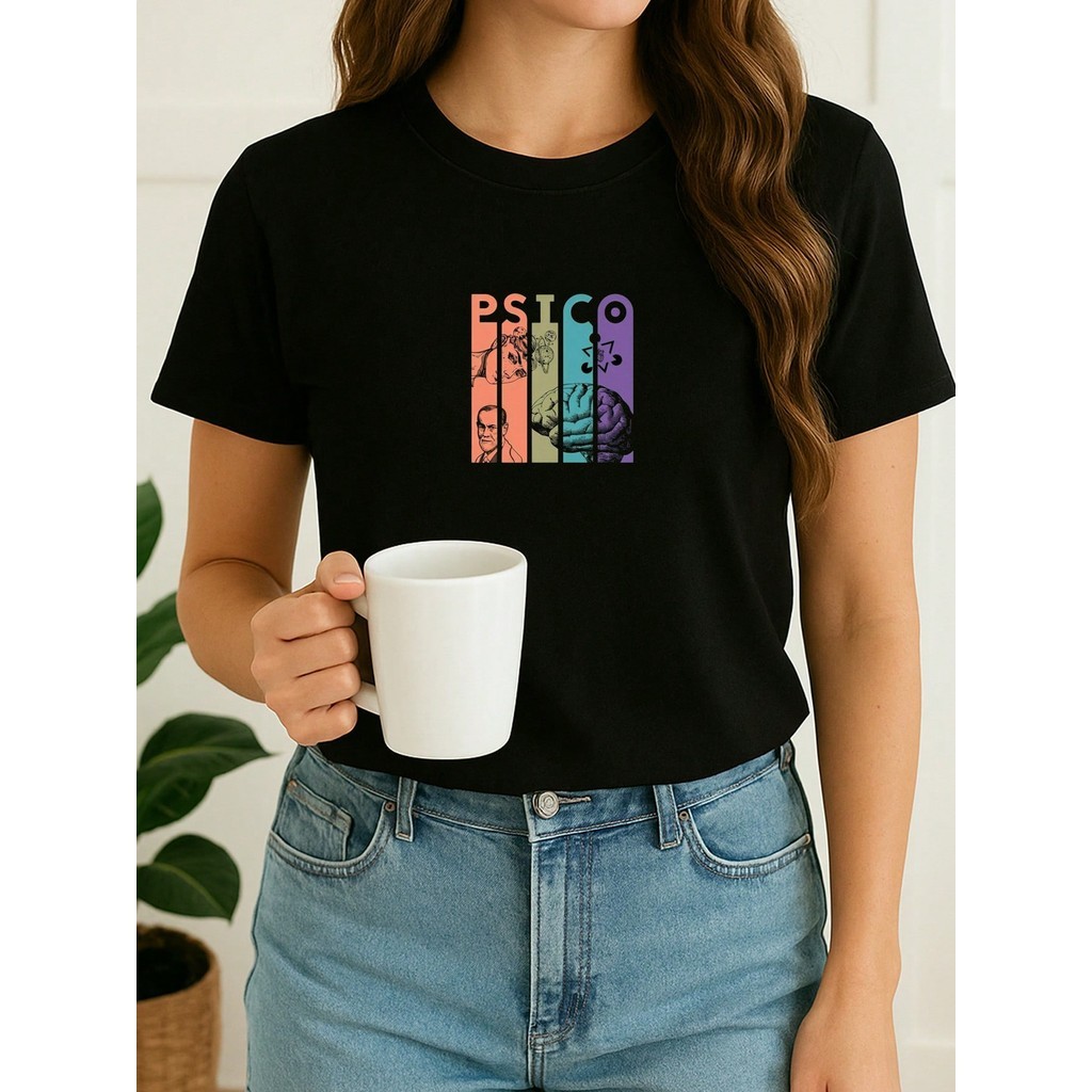 Camiseta Feminina Babylook Psicologia Faculdade Psico Colorida Estampada Tumblr Blogueira 100% Algodão Varias Cores